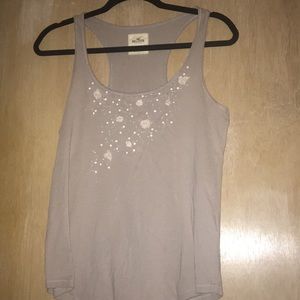 Hollister tan top with flowers size medium